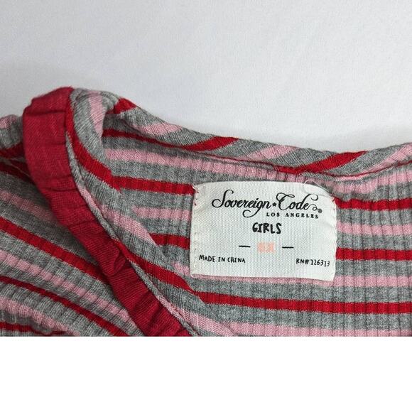 Girls Red Striped Long Sleeve T-shirt Top Shirt by Sovereign Code - Picture 3 of 6